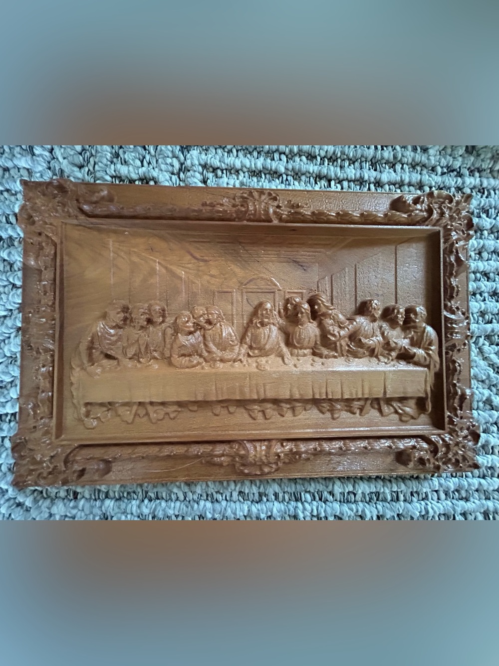 Wood Carved Last Supper 13” X 8 1/2” Relief 3D Laser Carved